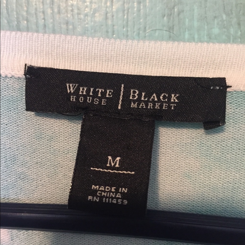 White House Black Market Aqua Teal Floral Cardigan - Picture 6 of 6